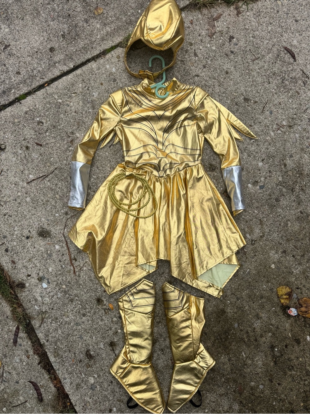 Gold Wonder Woman Kids Costume - Shiny Gold Outfit with Silver Accents